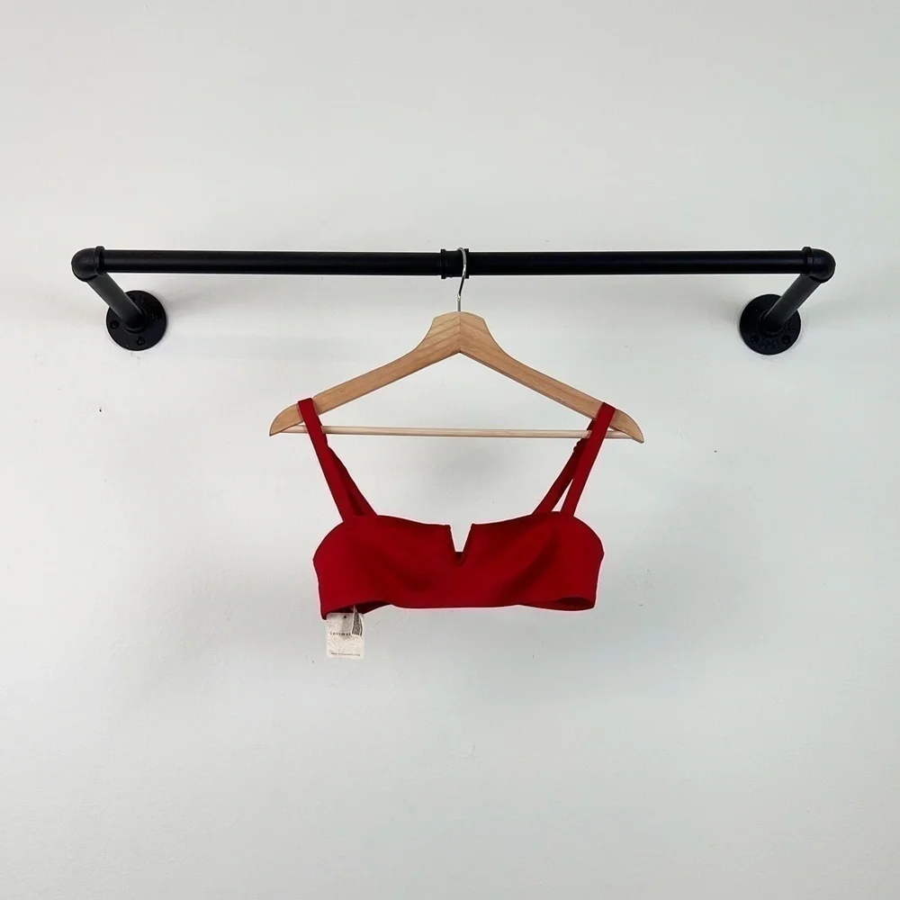 NWT Free People Lily Notched Neck Scuba Bralette in Red